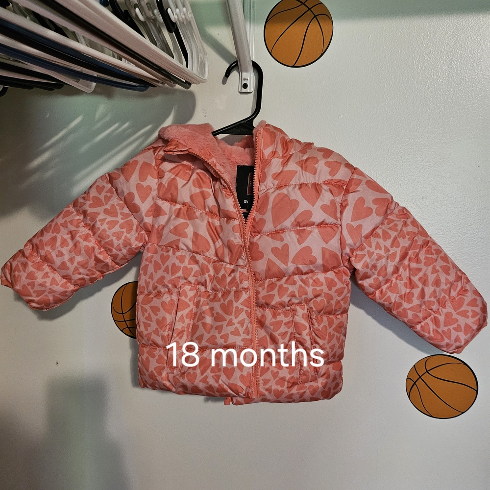 Pink Heart Patterned Toddler Jacket